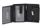 Preview: Damenbörse Portemonnaie Geldbörse im Hochformat LEAS in Echt-Leder, schwarz 13x9,5cm (LxB)